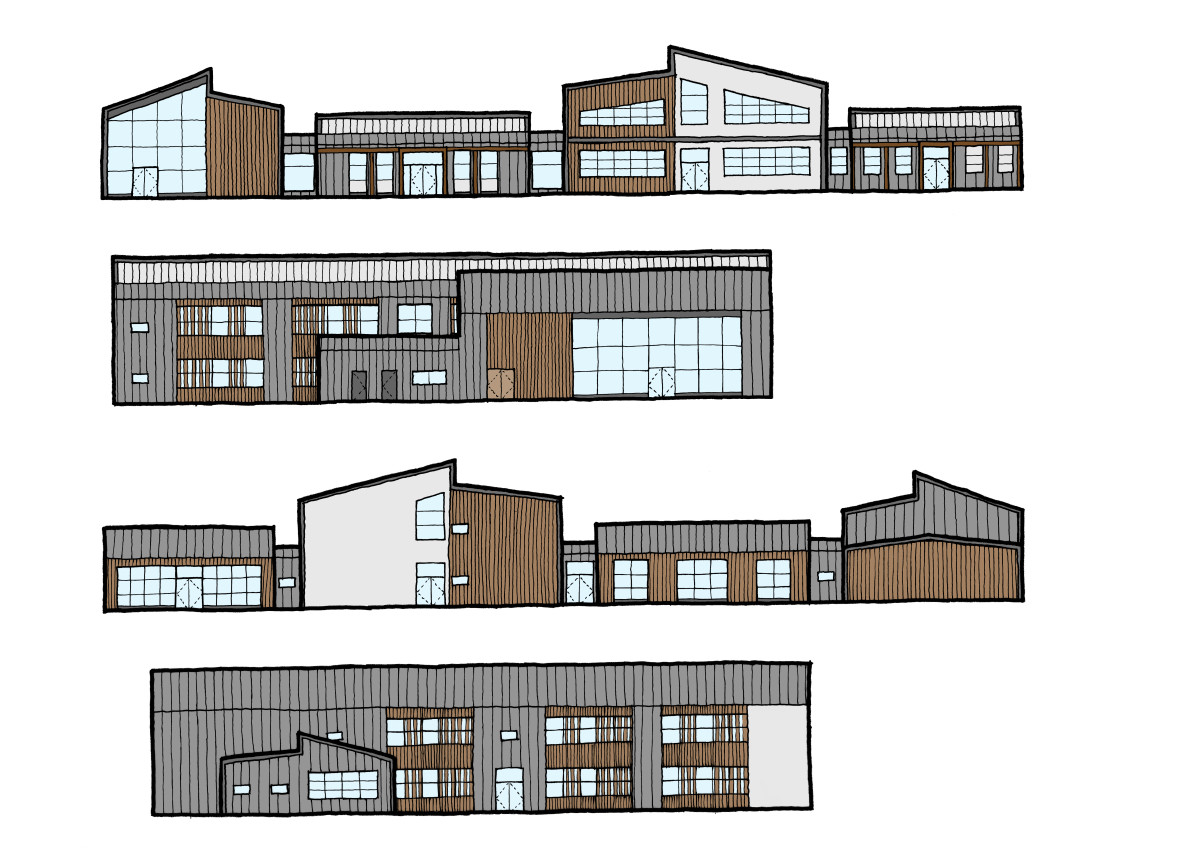 Hillbourne Primary School Sketch Elevations cube designltd