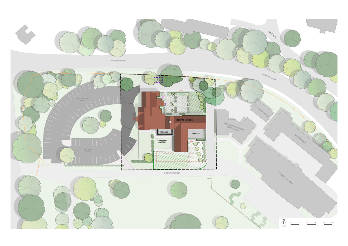 Leighton Park School Grove House cube design 1381 P014 A Proposed Site Plan